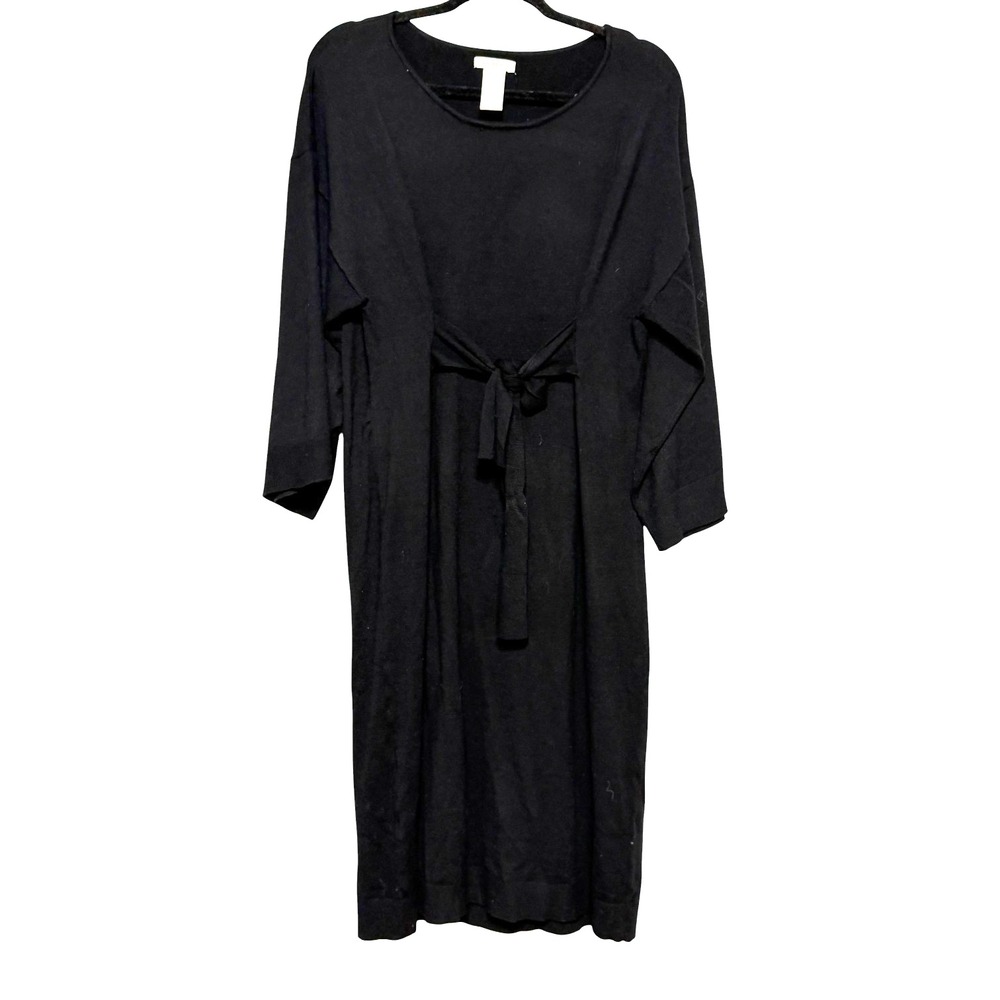 Max Studio Clean Girl Minimalist Tie Waist‎ Midi Dress Women Size M Scandi Chic